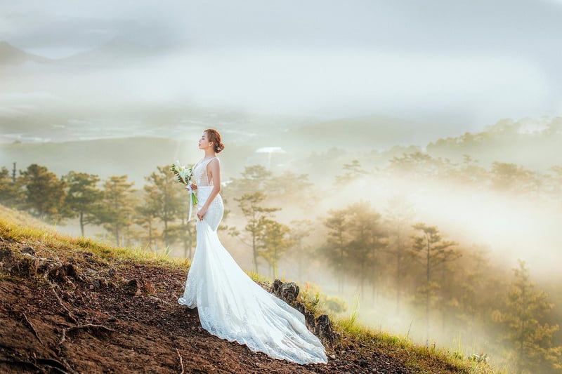 Bride in Vintage Wedding Dress